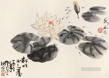 Wu Zuoren Painting - Wu zuoren waterlily pond old China ink